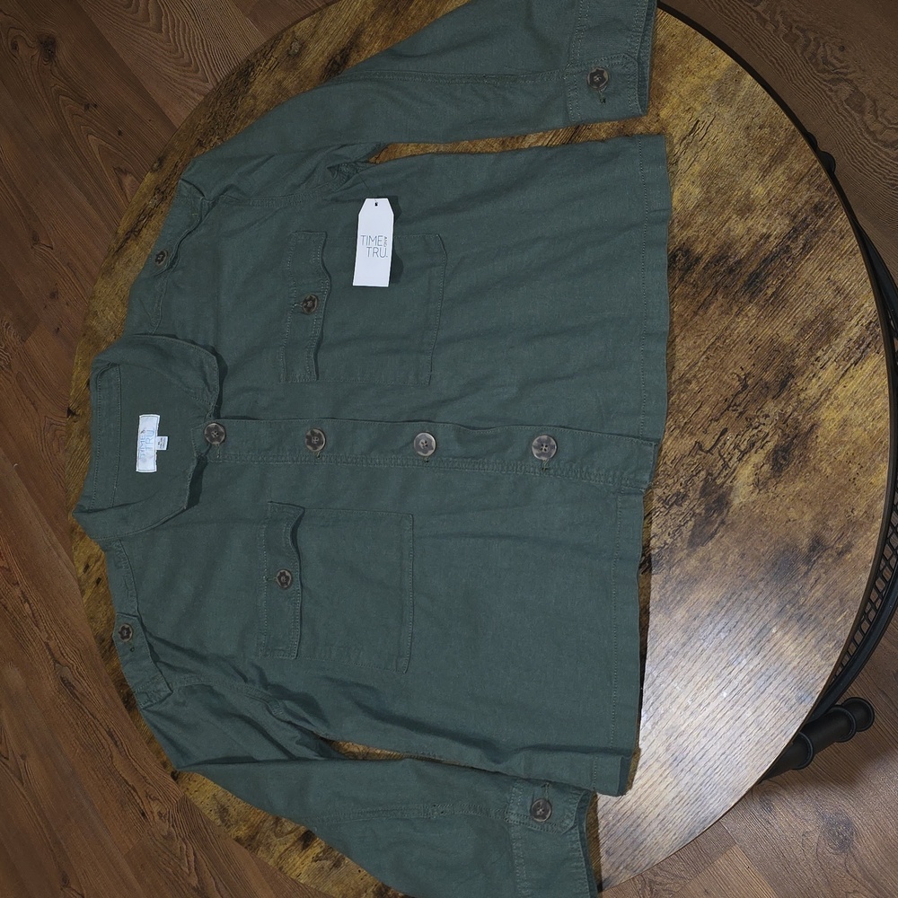 Time and Tru Olive Green Button-Up Jacket